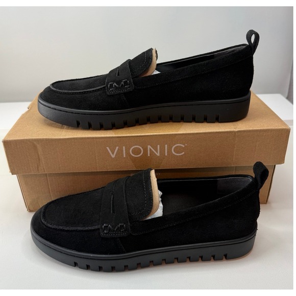 Vionic Shoes - Vionic Uptown Loafer Black Suede Penny Slip On Shoes 16609L1001 Womens 9 NEW